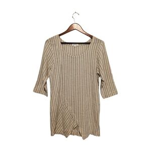 NOVICA Artsy Seersucker Cotton Striped Tunic Top S